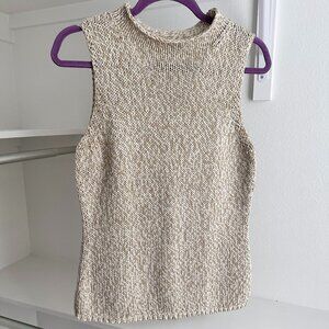 Cream Sleeveless Knit Sweater